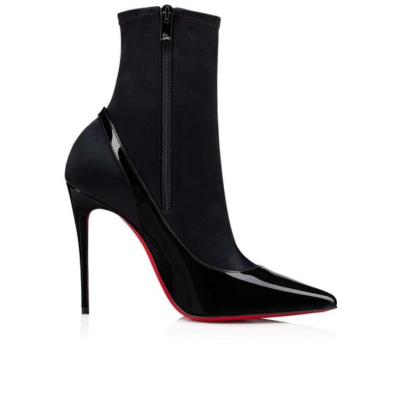 Christian Louboutin Jessie Booty Joli 100 Black Patent Satin Ankle Heel Boot 38 - Picture 8 of 12